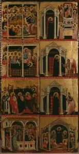Tryptic of the Virgin, right and left panels (see also 279476 and 279477) (oil on panel) Tryptic of the Virgin, right and left panels (see also 279476 and 279477) (oil on panel)