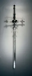 Two-Handed Sword, 1550-1600 (steel, leather & wood grip, bronze pommel) Two-Handed Sword, 1550-1600 (steel, leather & wood grip, bronze pommel)