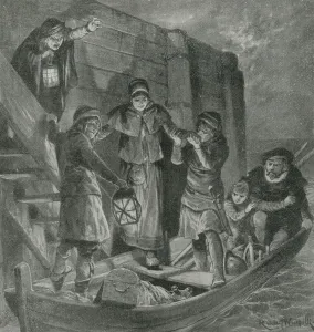 Tycho Brahe sails away from his island in the darkness of night (litho) Tycho Brahe sails away from his island in the darkness of night (litho)