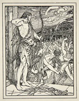 Ulysses Shoots the First Arrow at the Wooers, from Tales of the Greek Seas by Andrew Lang, 1926 (ink on paper) Ulysses Shoots the First Arrow at the Wooers, from Tales of the Greek Seas by Andrew Lang, 1926 (ink on paper)
