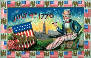Pyrotechnics Gallery: Uncle Sam on the Fourth of July, 1907 (chromolithograph)
