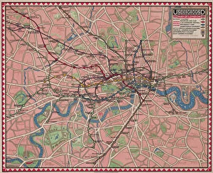 English Text Gallery: Undergound map of London, 1926 (colour litho)
