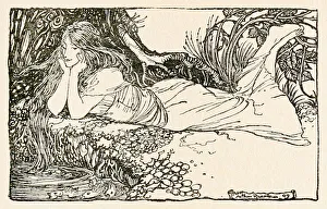 Undine gazing in to the water, from Undine, 1913 Undine gazing in to the water, from Undine, 1913