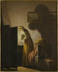 Une femme attrapant des puces a la lumiere de la bougie - A Woman Catching Fleas by Une femme attrapant des puces a la lumiere de la bougie - A Woman Catching Fleas by