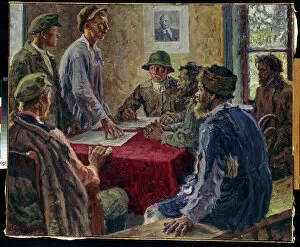 Alexandra Alexandrovna Exter Gallery: Une reunion du comite des paysans pauvres en 1918 (A Sitting of the Poor Peasants Committee in 1918)