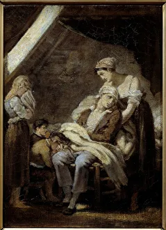 The unhappy family. Painting by Octave Tassaert (1800-1874), 19th century. Oil on canvas The unhappy family. Painting by Octave Tassaert (1800-1874), 19th century. Oil on canvas