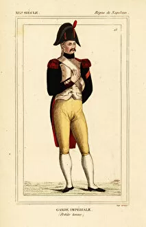 France Francais Francaise Francaises Gallery: Uniform of the Imperial Guard, Napoleonic era. Handcoloured lithograph by Leopold Massard from Le