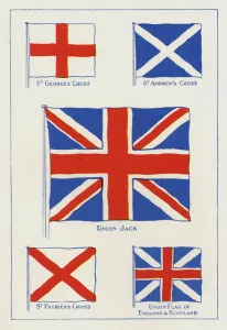 The Union Jack, and its constituents (colour litho) The Union Jack, and its constituents (colour litho)