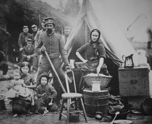 Union soldier of 31st Pennsylvania Regiment with family in Camp Slocum, near Washington D Union soldier of 31st Pennsylvania Regiment with family in Camp Slocum, near Washington D