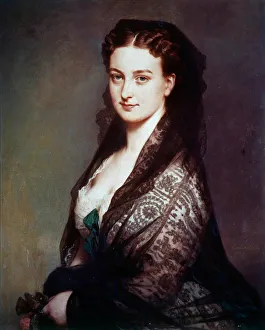 The unknown has the mantilla Painting by Franz Xavier Winterhalter (1806-1873). 1869. Dim The unknown has the mantilla Painting by Franz Xavier Winterhalter (1806-1873). 1869. Dim