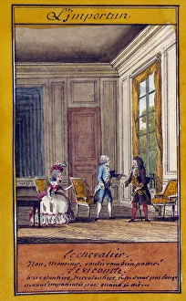 The unwelcome Illustration of a series of proverbs. Watercolour by Louis Carrogis dit The unwelcome Illustration of a series of proverbs. Watercolour by Louis Carrogis dit