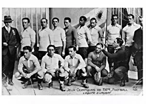 The Uruguay Football Team at the Paris Olympic Games, 1924 (b / w photo)