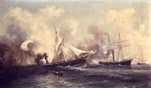 U.S.S. Kearsarge Sinking the Alabama, 19th June 1864 (oil on canvas)