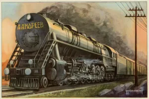 Loads Gallery: USSR Railways, Heavy Freight Locomotive (colour litho)