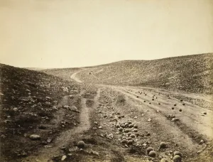 The Valley of Death, after the Charge of the Light Brigade, 1855 (sepia photo) The Valley of Death, after the Charge of the Light Brigade, 1855 (sepia photo)