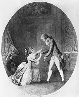 Valmont seducing Madame de Tourvel, illustration from Les Liaisons Dangereuses by Pierre Choderlos de Laclos (1741-1803)