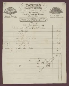 Bill from Vanier perfumiers, Paris, 20 November 1842 (litho) Bill from Vanier perfumiers, Paris, 20 November 1842 (litho)