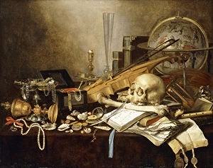 Old Master Paintings Gallery: A Vanitas Still Life of Musical Instruments and Manuscripts