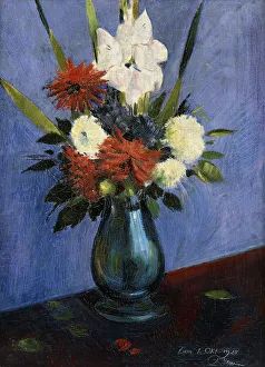 Vase of Flowers with Gladiola and Dahlias; Blumenvase mit Gladiolen und Dahlien Vase of Flowers with Gladiola and Dahlias; Blumenvase mit Gladiolen und Dahlien