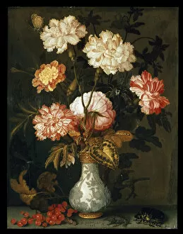 A Vase of Flowers (oil on panel)