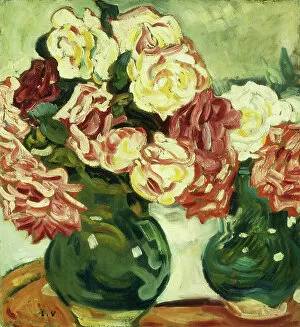 French Art Collection: Two Vases of Roses; Deux Vases de Roses, 1907 (oil on board)