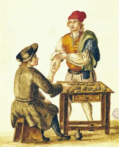 Venetian Tattooer (pen & ink and w/c on paper) Venetian Tattooer (pen & ink and w/c on paper)