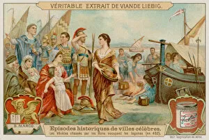 The Venetians Are Driven into the Lagoon by the Huns in 452 (chromolitho)