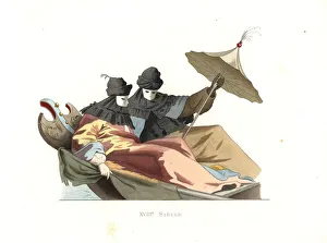 Venetians wearing bauta masks, 18th century, Italy, from a painting by Canaletto Venetians wearing bauta masks, 18th century, Italy, from a painting by Canaletto