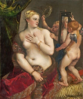 Putti Collection: Venus with a Mirror, c. 1555 (oil on canvas)