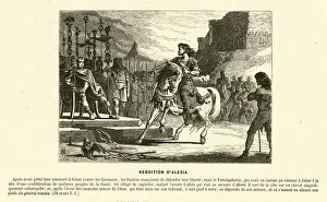 Vercingetorix, chief of the Arverni, submitting to Julius Caesar at Alesia, Gaul, 52 BC (engraving)