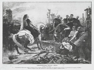 Defeated Gallery: Vercingetorix before Julius Caesar after his surrender at the Siege of Alesia, 52 BC (engraving)