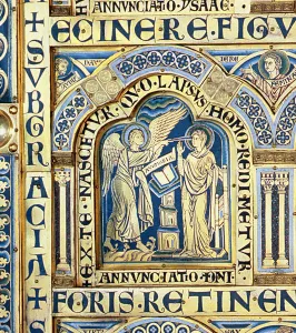 The Verdun Altar, depicting biblical scenes, 1181 (champleve enamelwork) (left panel The Verdun Altar, depicting biblical scenes, 1181 (champleve enamelwork) (left panel
