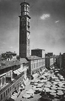 Verona, Piazza delle Erbe (b / w photo)