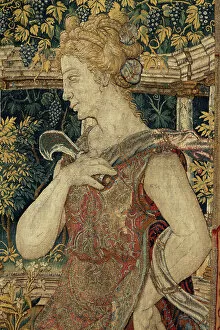 Decorative Arts Gallery: Vertumnus and Pomona: Vertumnus transformed into a pruner, c.1550 (gold, wool and silk)