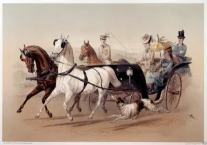 A Victoria Car and the horses of Tarbes Print by Albert Adam (1833 A Victoria Car and the horses of Tarbes Print by Albert Adam (1833