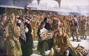 War & Military Scenes: 20th Century Gallery: Victoria Station, London, 1916 (colour litho)