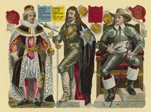 Victorian scrap: King James I, King Charles I, Oliver Cromwell Victorian scrap: King James I, King Charles I, Oliver Cromwell