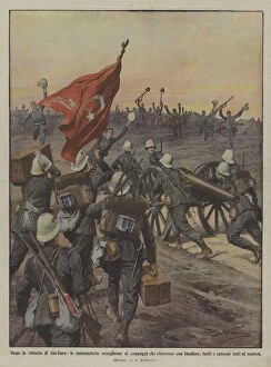 After the victory of Ain-Zara, the enthusiastic welcome to the comrades who return with flags... (colour litho)