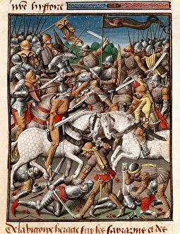 The victory of the Byzantine Emperor Heraclius (Herakleios (circa 575-641) over the sarrazins Miniature in " The victory of the Byzantine Emperor Heraclius (Herakleios (circa 575-641) over the sarrazins Miniature in "