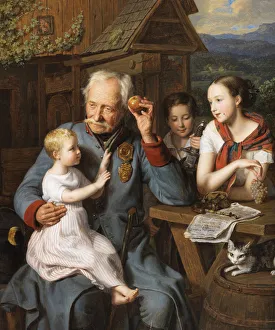 Un vieil invalide avec des enfants - An old invalid with children, by Waldmueller Un vieil invalide avec des enfants - An old invalid with children, by Waldmueller
