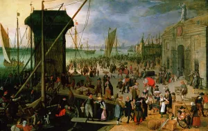 A View of Antwerp harbour with the Kraanenhoofd and the Werf Gate, 1608 (oil on panel) A View of Antwerp harbour with the Kraanenhoofd and the Werf Gate, 1608 (oil on panel)