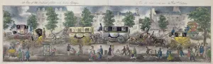 A View of the Boulevards of Paris with the new carriages, 1828 (colour engraving) A View of the Boulevards of Paris with the new carriages, 1828 (colour engraving)
