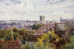 Castle Hill Gallery: View of Cambridge from the Castle Hill (colour litho)
