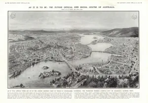 View of Canberra, proposed federal capital of Australia, 1913 (litho) View of Canberra, proposed federal capital of Australia, 1913 (litho)