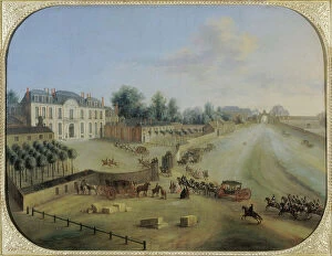 Stagecoach Collection: View of the Chateau de la Muette with the arrival of King Louis XV (1710-74), c.1738 (oil on canvas)