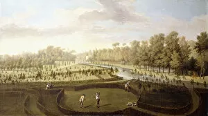 Artist Flemish Gallery: A View of Chiswick Gardens, Richmond, from across the New Gardens towards the Bagnio, c