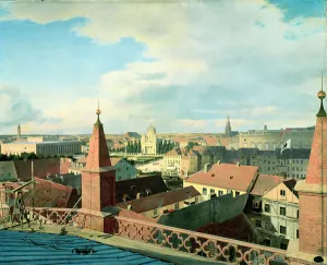 View of the city of Berlin with Altes Museum and Cathedrale from the roof of the View of the city of Berlin with Altes Museum and Cathedrale from the roof of the