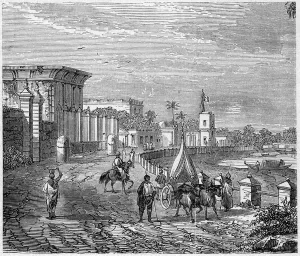 View of the city of Chandernagor, India, 18th century. Engraving In " View of the city of Chandernagor, India, 18th century. Engraving In "