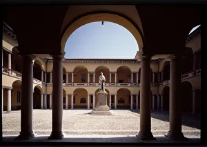 View of the courtyard with the statue of Alessandro Volta (1878) View of the courtyard with the statue of Alessandro Volta (1878)