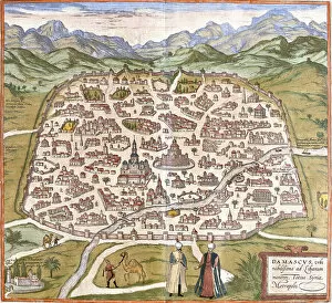 View of Damascus (Damascus), Syria (etching, 1572-1617)